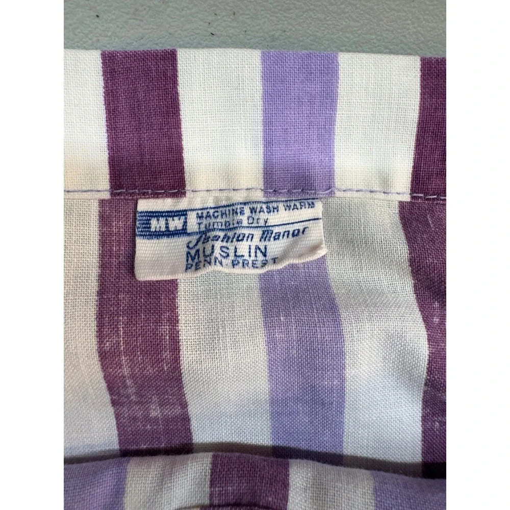 VTG Retro JCPenney Full Flat & Fitted Bed Sheets Purple striped USA 70's Double